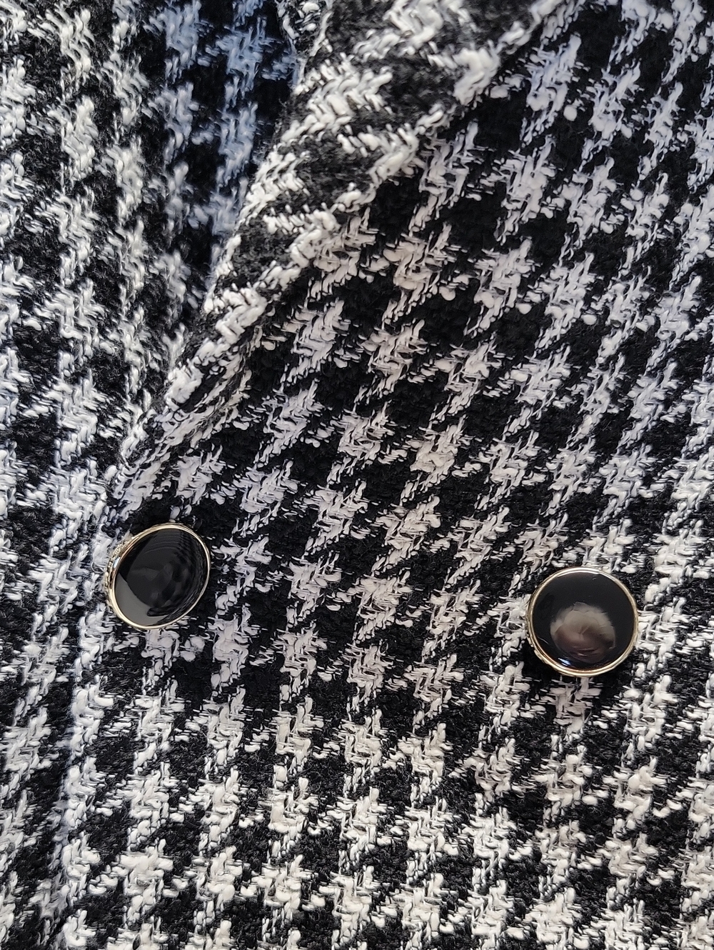 Maison d'Amélie Houndstooth Cropped Blazer Jacket - Black & White Sz 4 Perfect - Picture 4 of 14